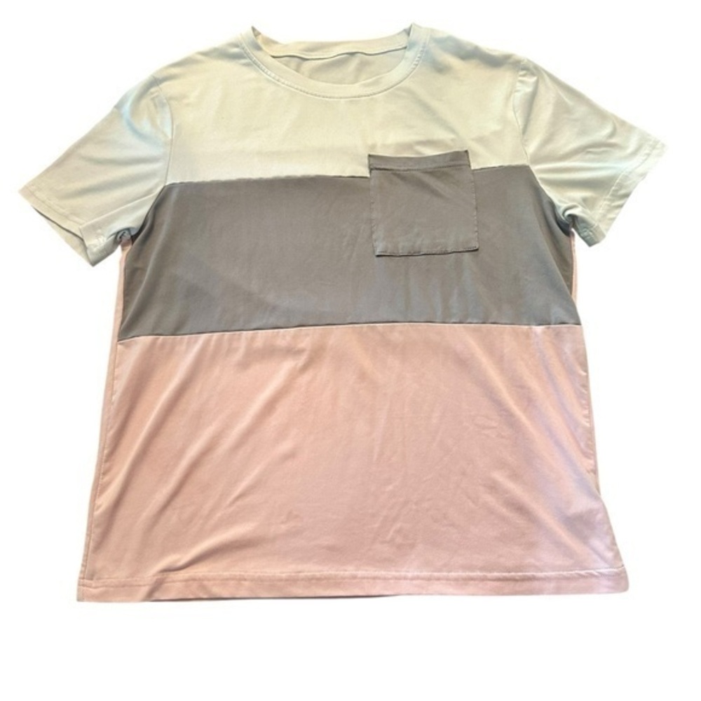 Boutique Style Short Sleeve Pocket T-Shirt - Womens Size Small -Pink Colorblock